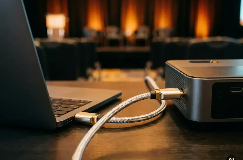Hoe sluit je een laptop aan op een beamer?